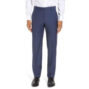 Private Label Mens Nailhead Wool Pants 40 Blue - Made In Italy